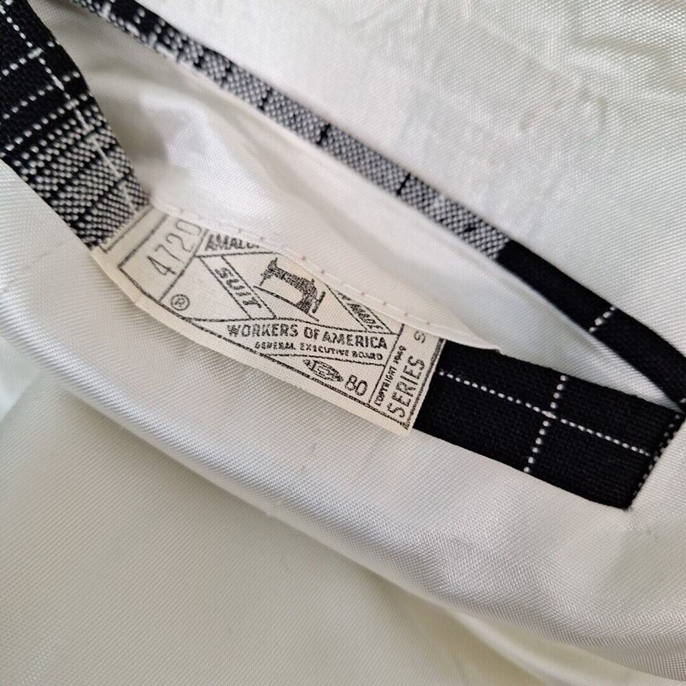 Vtg 60s/70s Black White Plaid Double Vent Mod Fat Lapel Sport Coat Blazer Men 36 - Picture 7 of 10